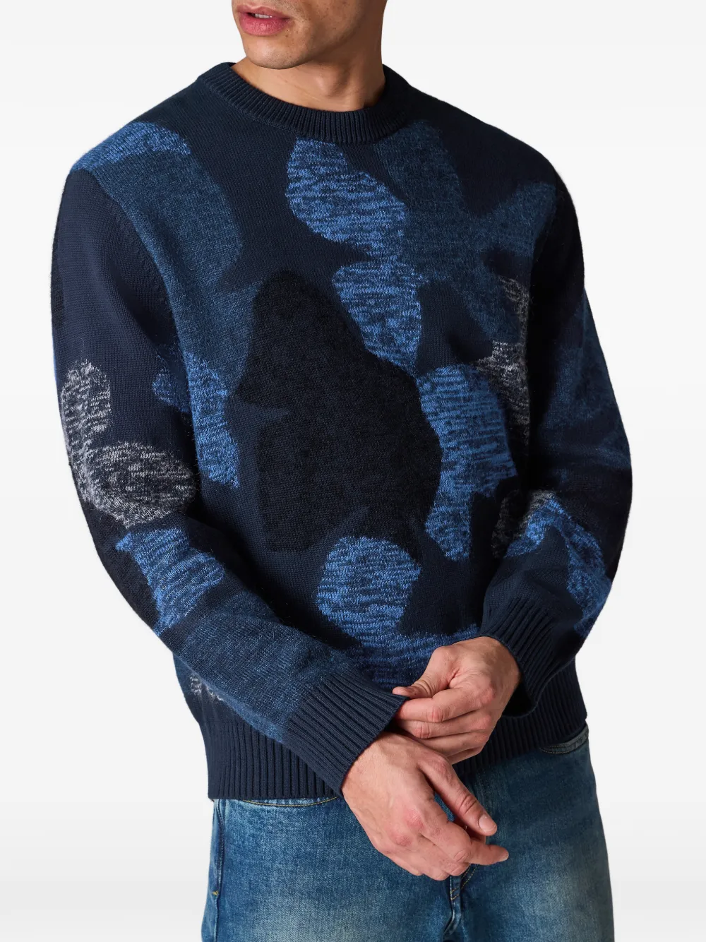PS Paul Smith Trui met ronde hals en camouflageprint Blauw