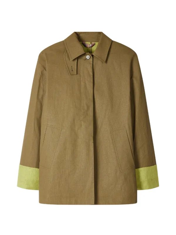 Paul Smith Linen Jacket with Contrast Cuffs in Brown