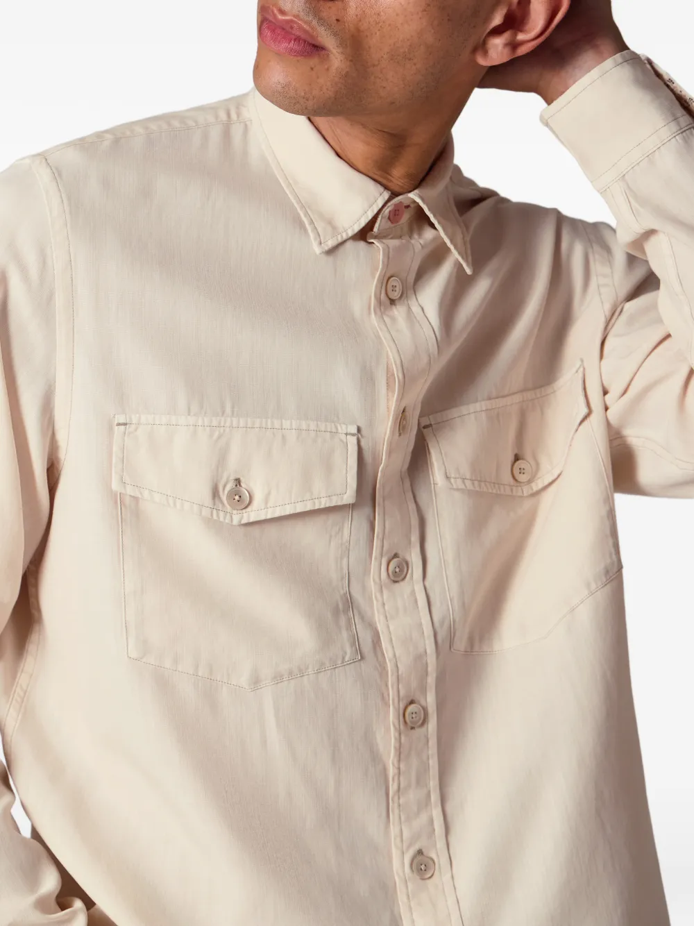 PS Paul Smith Lyocell overhemd met opgestikte zak Beige