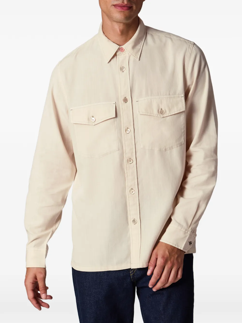 PS Paul Smith Lyocell overhemd met opgestikte zak Beige