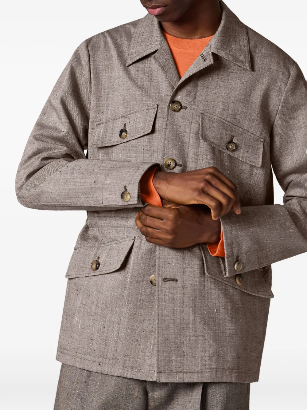 Paul Smith Jack met klepzak en knopen Bruin