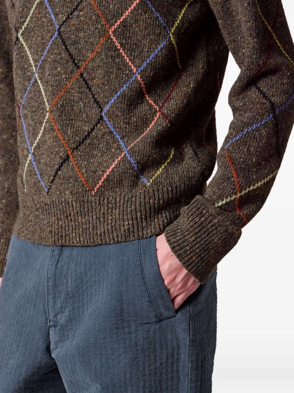 Paul Smith Gebreide trui met argyle intarsia Bruin
