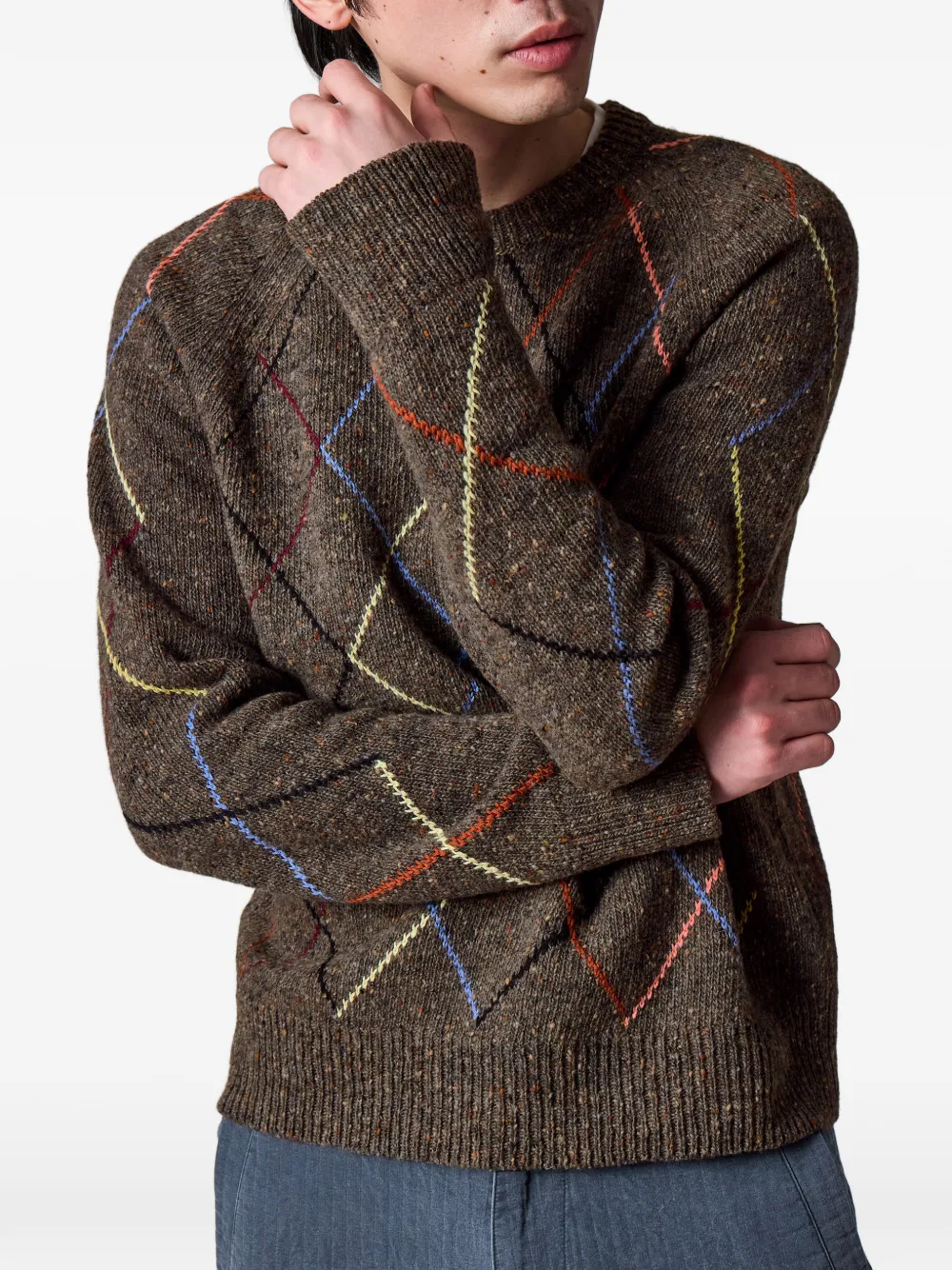 Paul Smith Gebreide trui met argyle intarsia Bruin