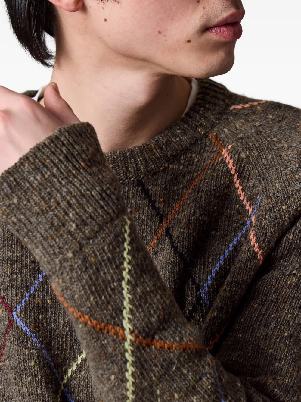 Paul Smith Gebreide trui met argyle intarsia Bruin