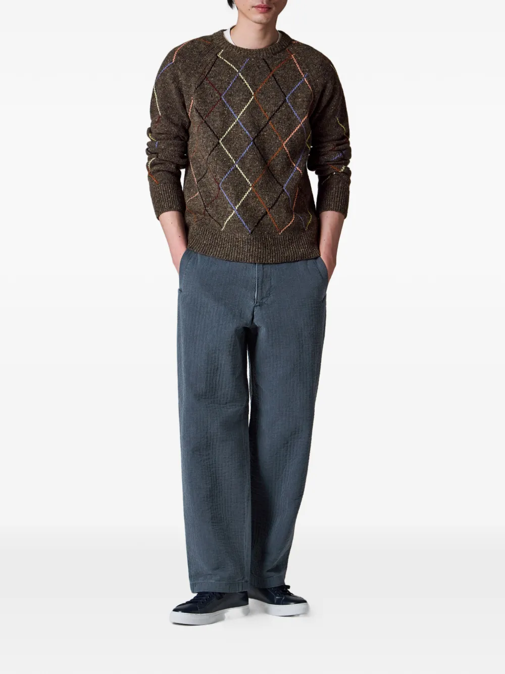 Paul Smith Gebreide trui met argyle intarsia Bruin