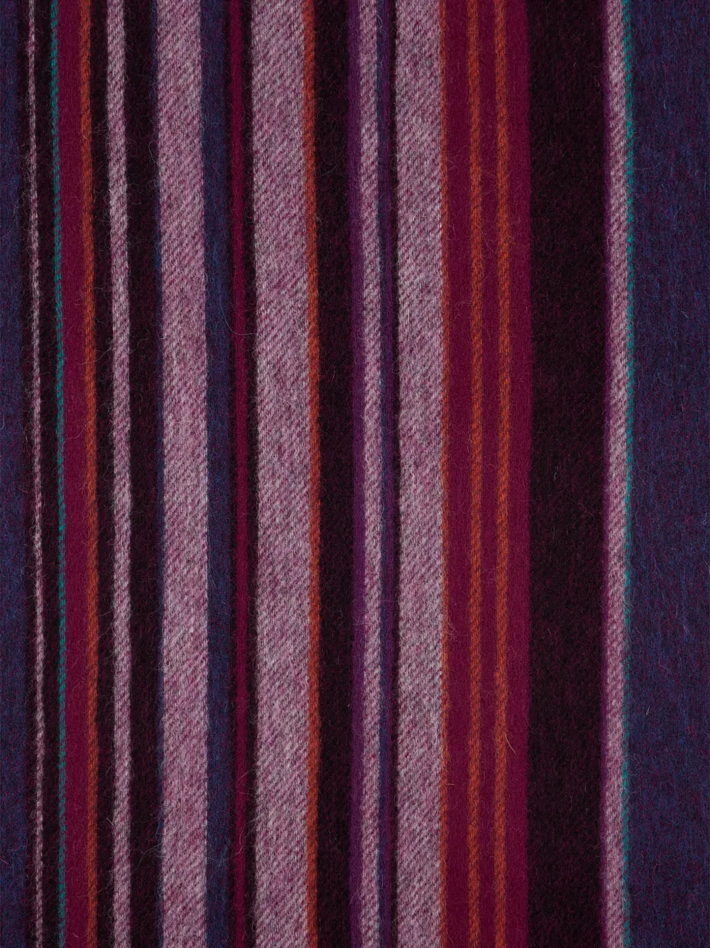  Paul Smith Striped Fringed Wool Scarf - Purple 