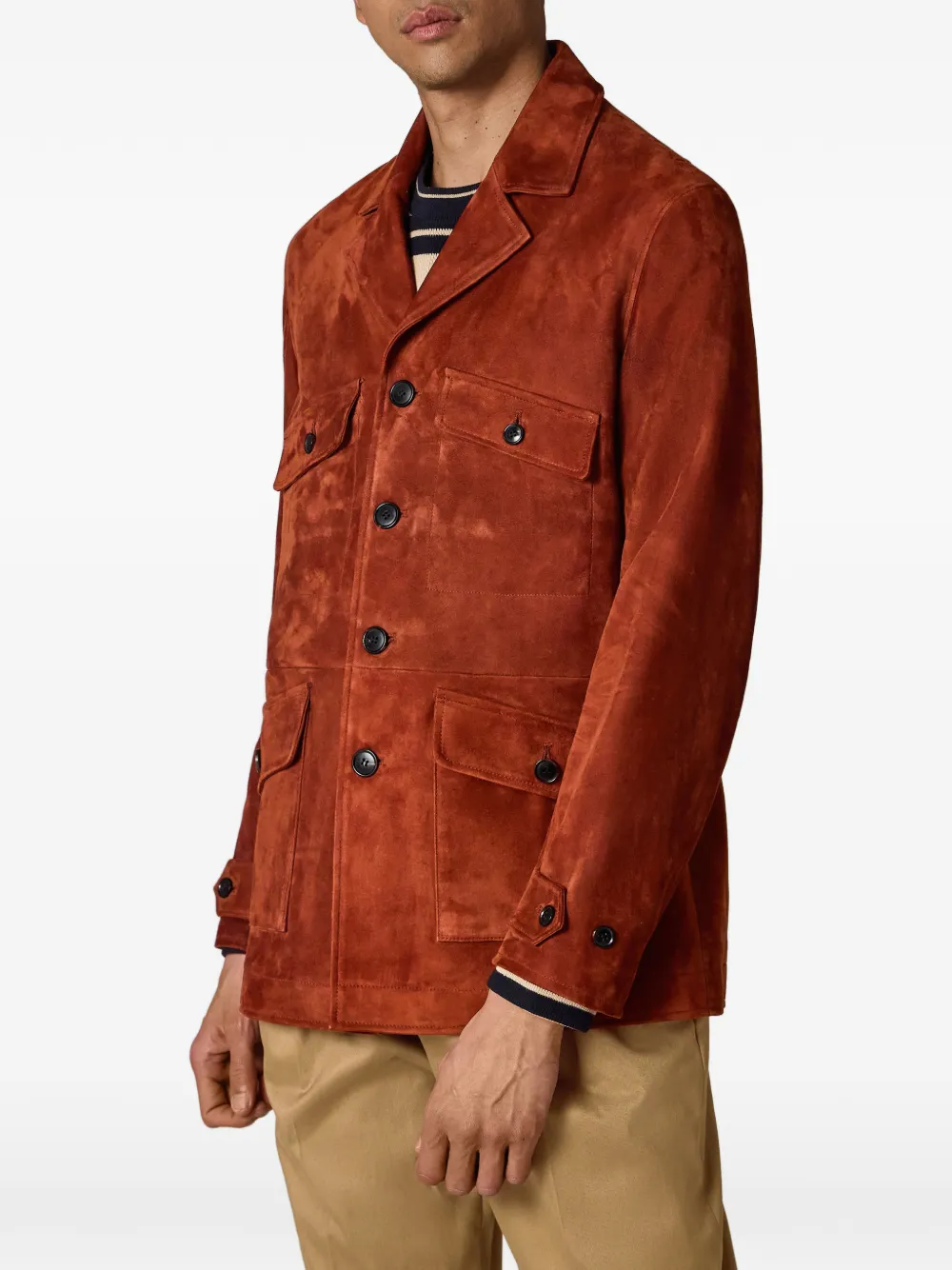  Paul Smith Buttoned Suede Shirt Jacket - Red 