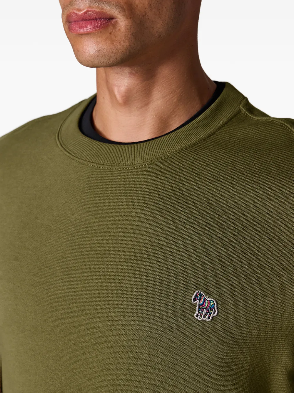  Ps Paul Smith Zebra-logo Crew-neck Sweatshirt - Green 