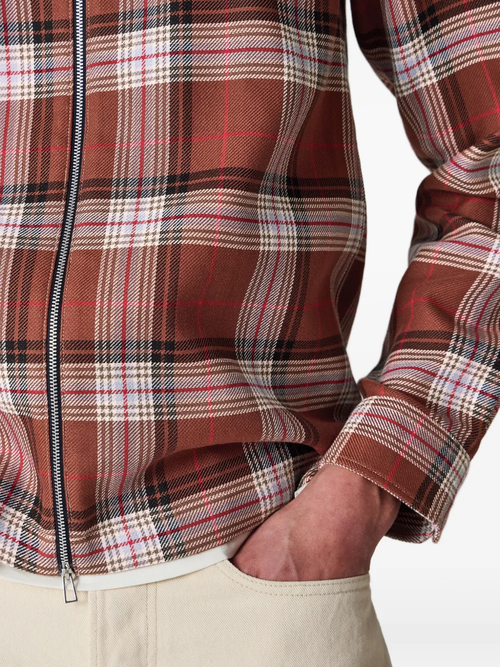Zip-Up Checked Shirt