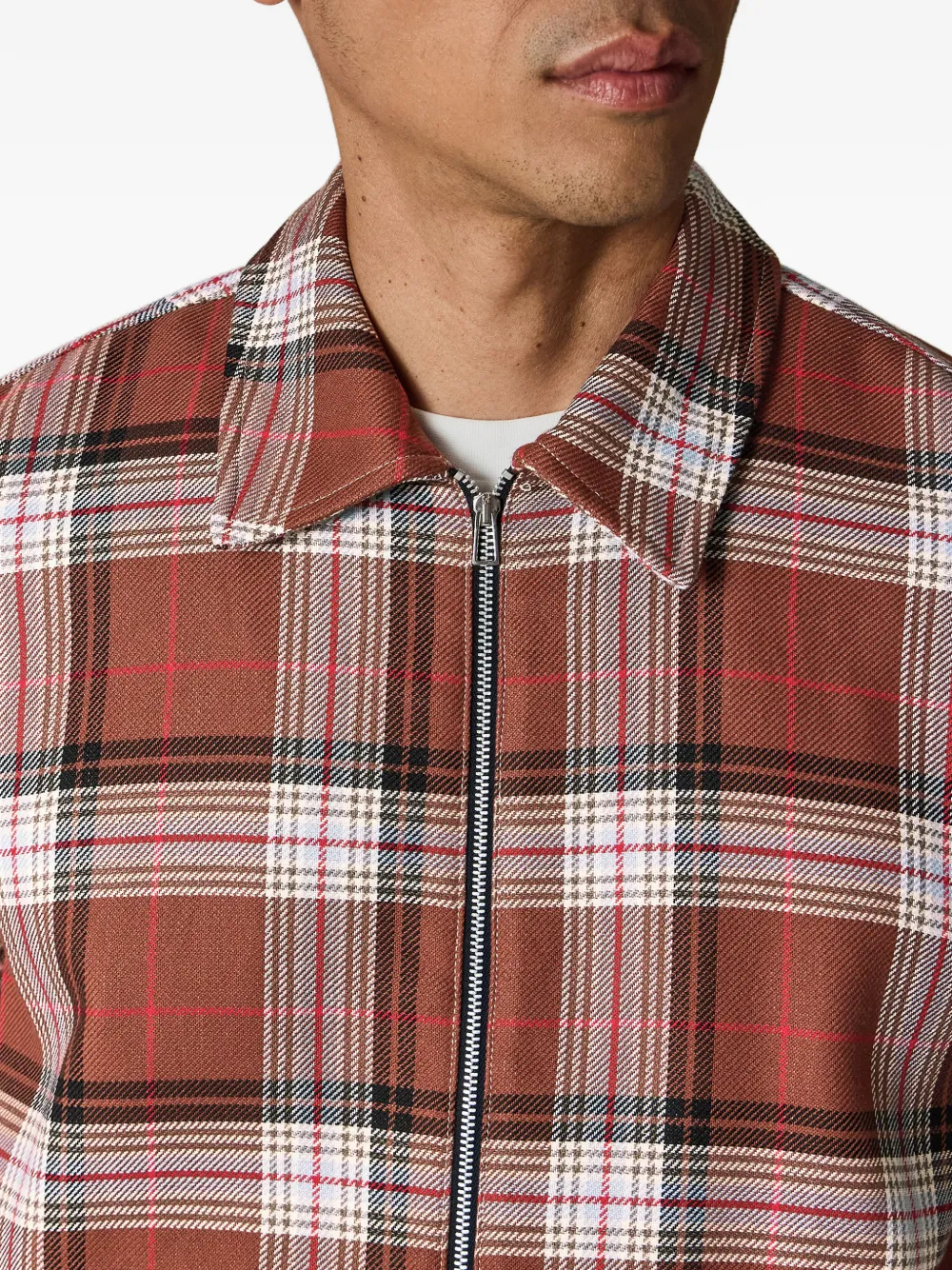 Zip-Up Checked Shirt