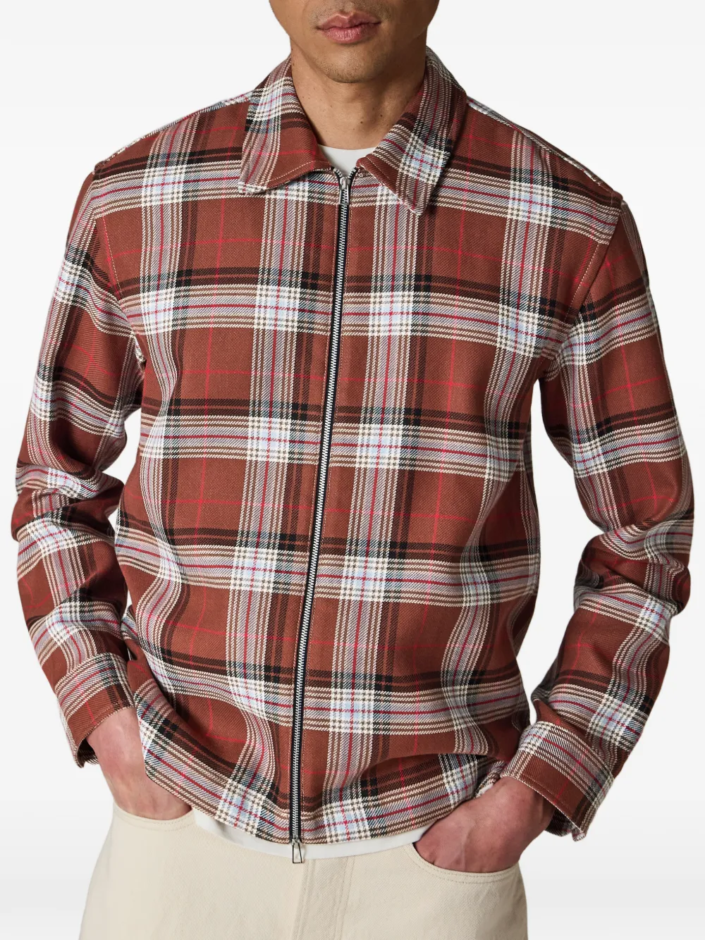 Zip-Up Checked Shirt