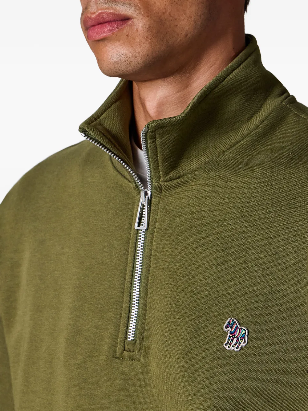 PS Paul Smith Sweater met Zebra-logo en rits Groen