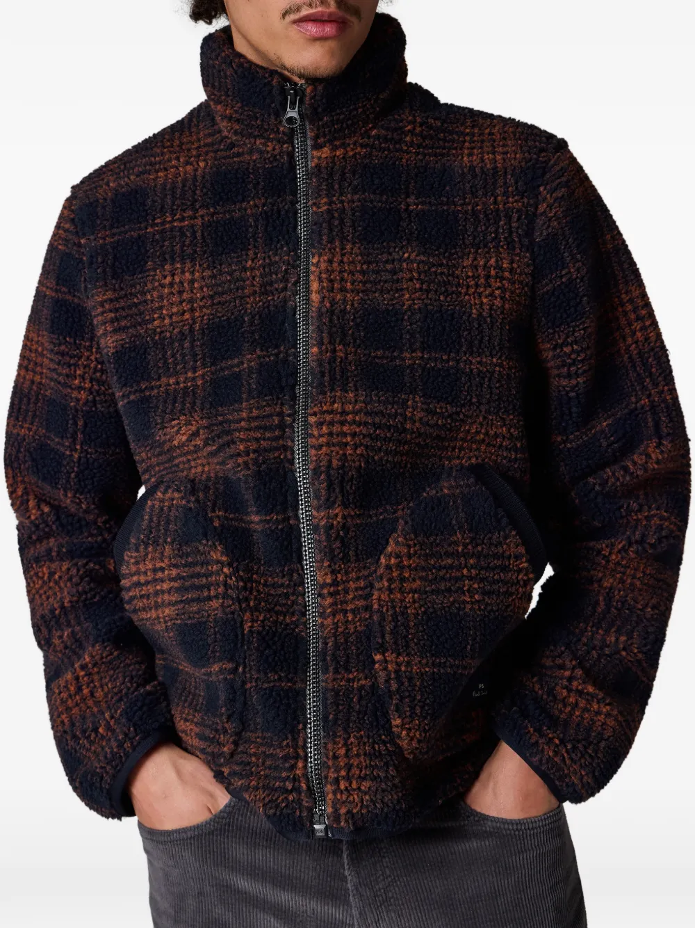  Ps Paul Smith Plaid-pattern Zip Jacket - Blue 