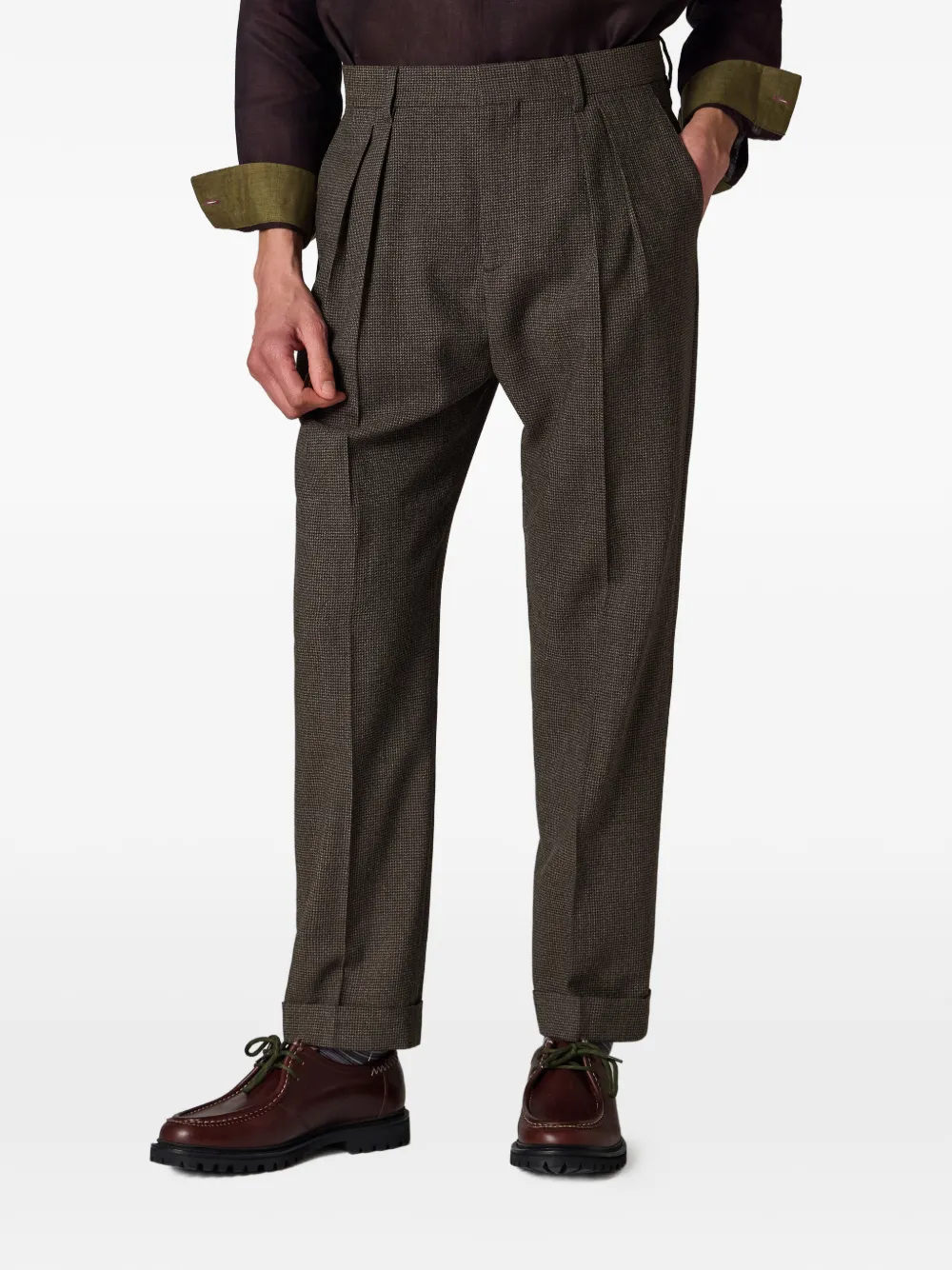 Paul Smith Geplooide broek met cuffs Bruin