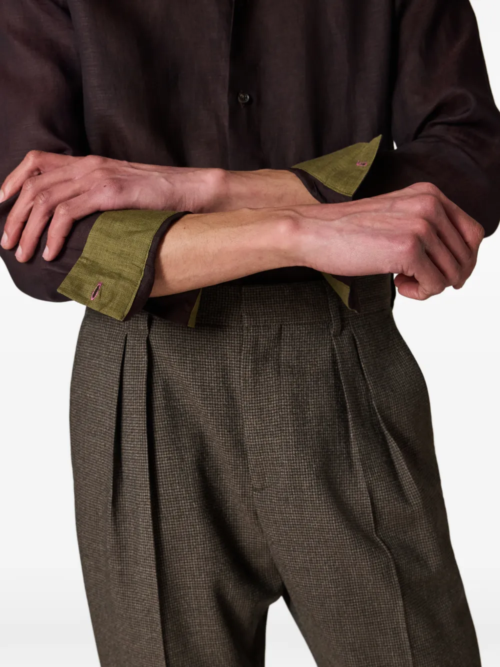 Paul Smith Geplooide broek met cuffs Bruin