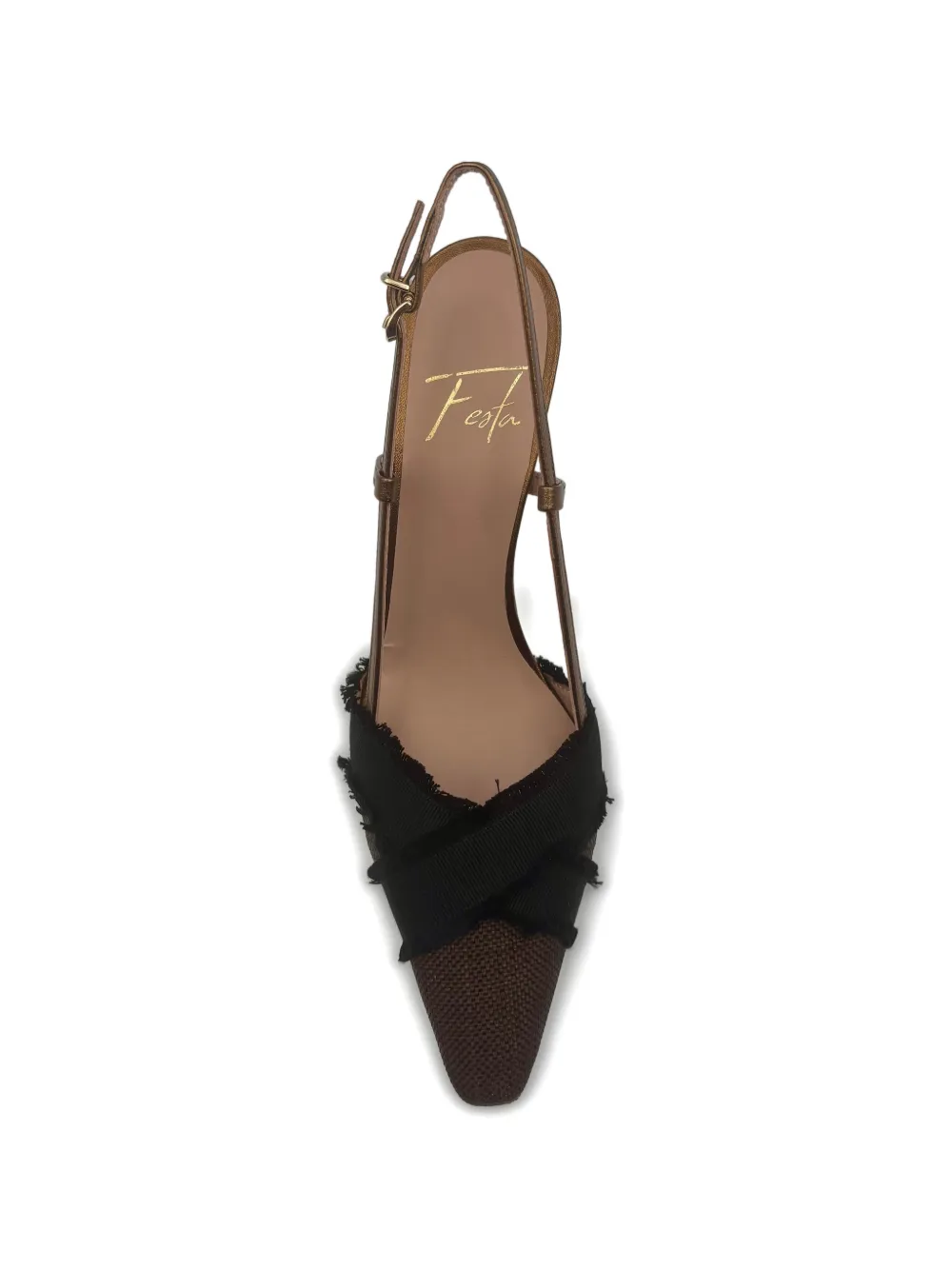Roberto Festa Slingback pumps met franje Bruin