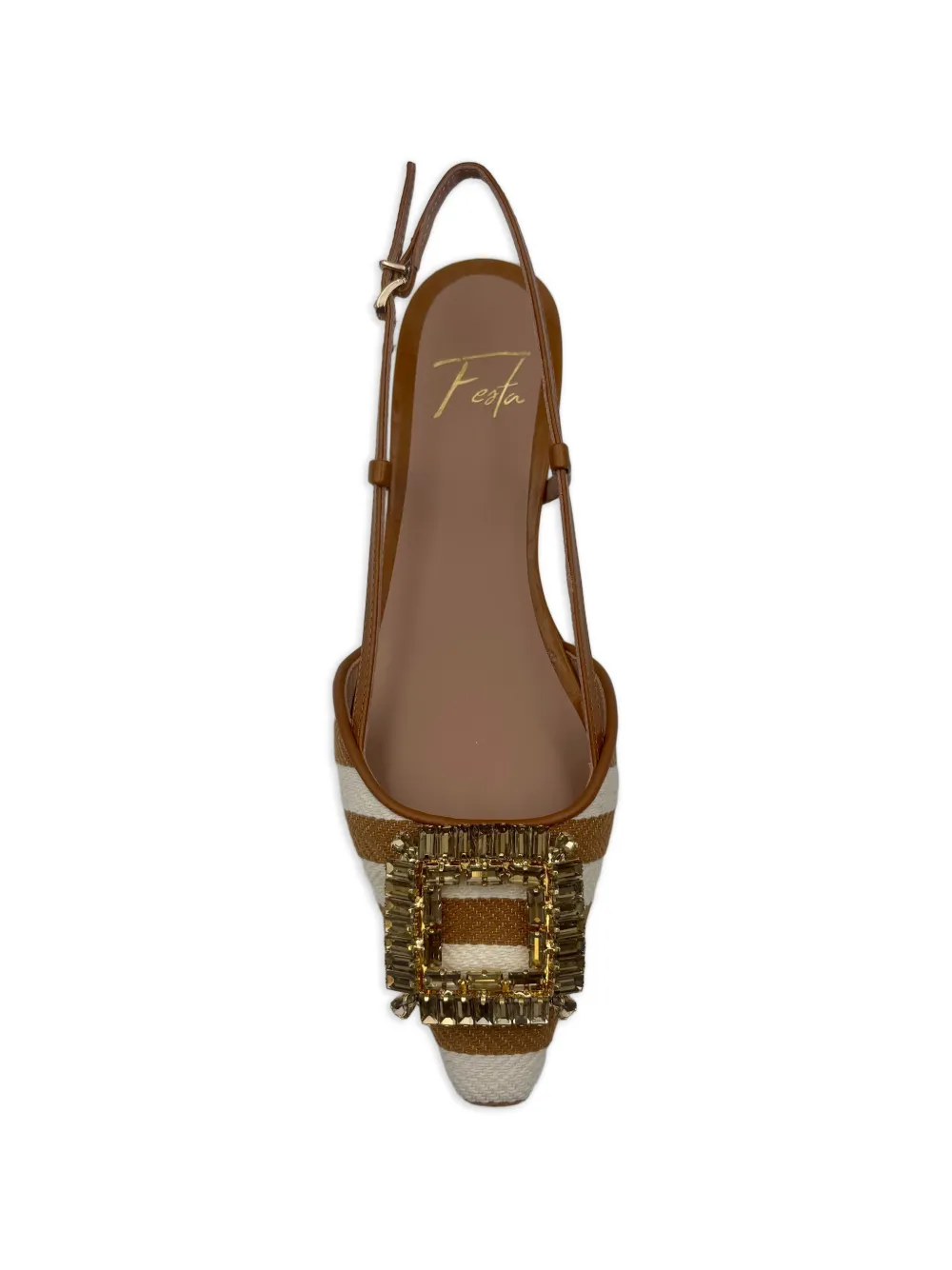 Roberto Festa Mimma gestreepte pumps verfraaid met neus Beige