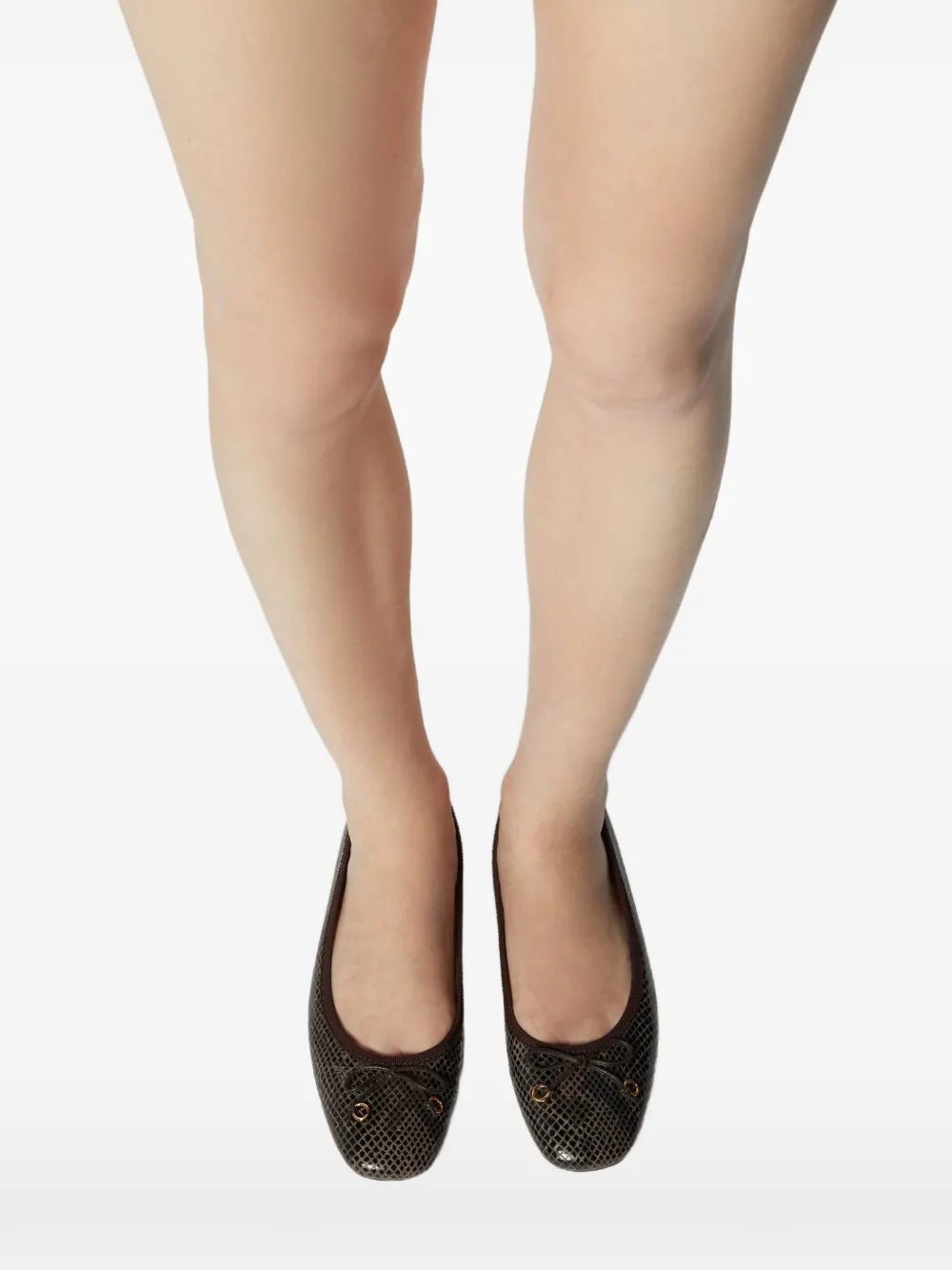 Odissì Lou leren ballerina's met pythonprint Bruin