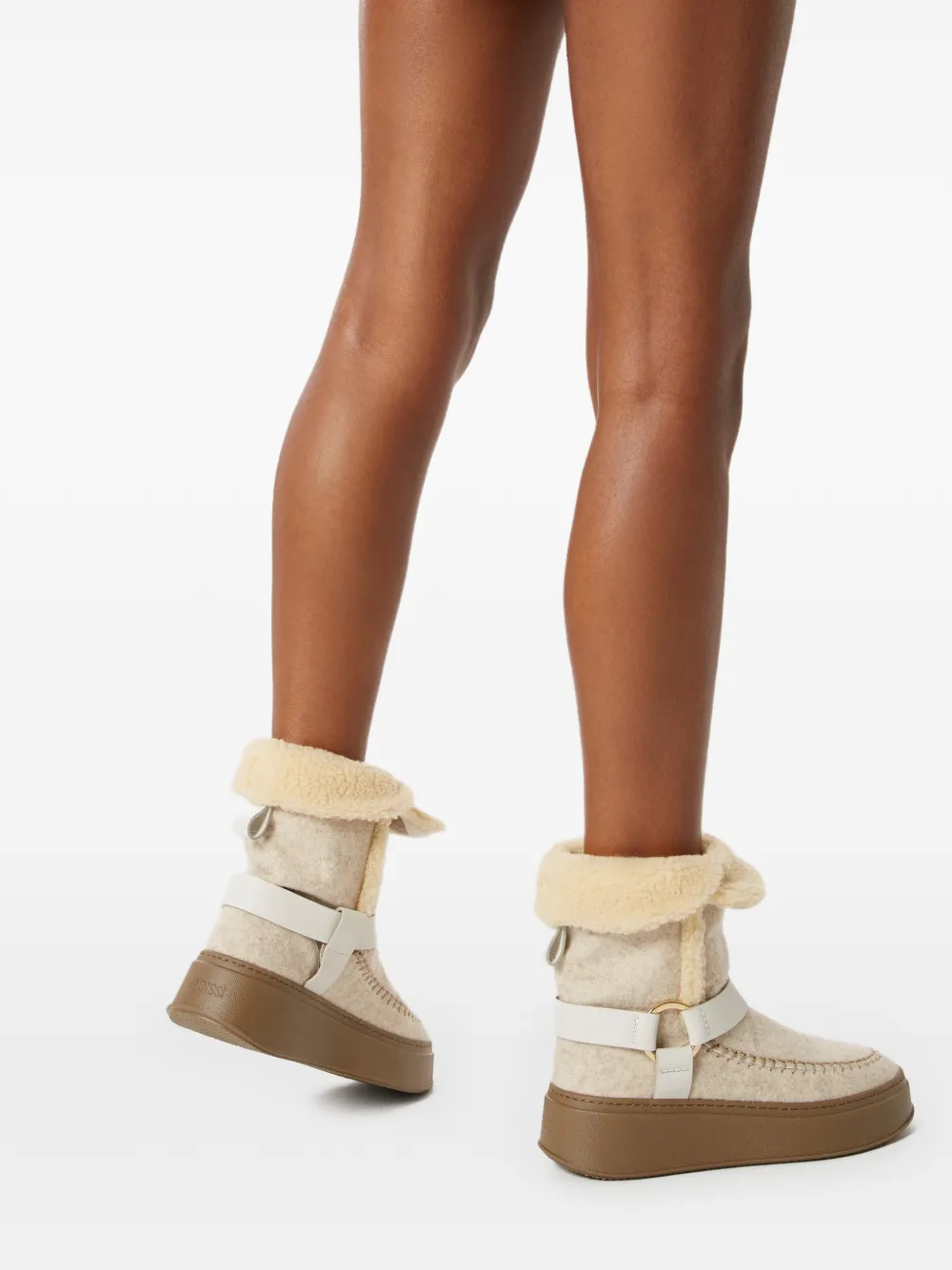 Odissì Suki vilten laarzen met harnas Beige