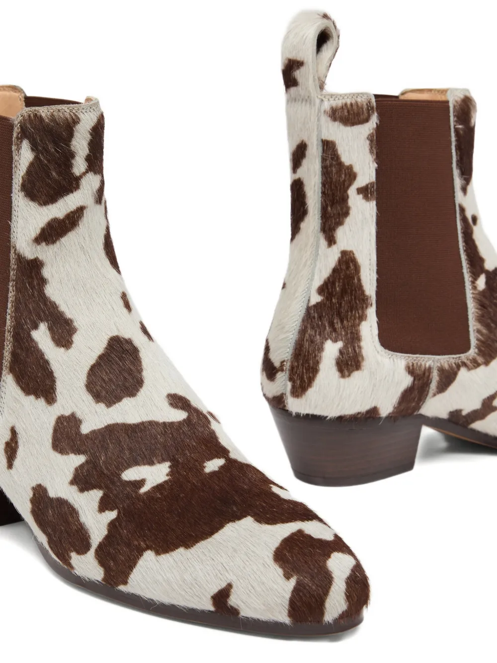 Odissì Ella enkellaarzen met koeprint Bruin