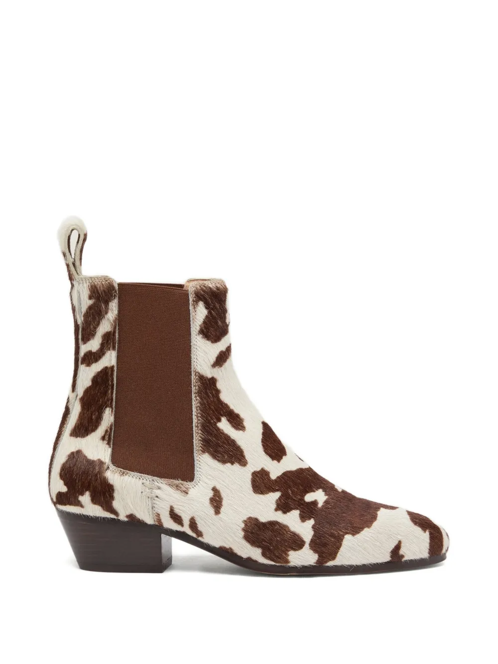 Odissì Ella enkellaarzen met koeprint Bruin