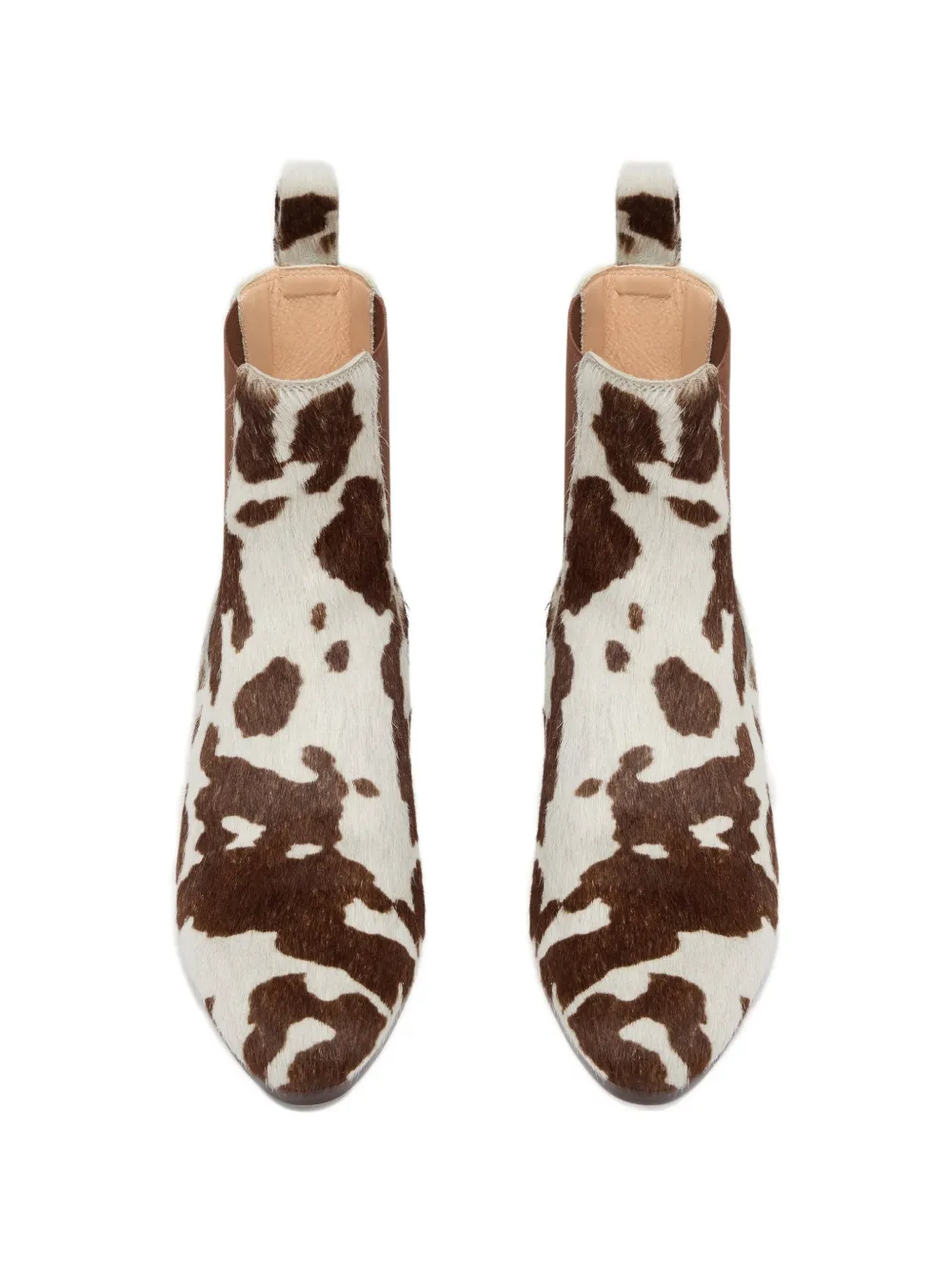Odissì Ella enkellaarzen met koeprint Bruin