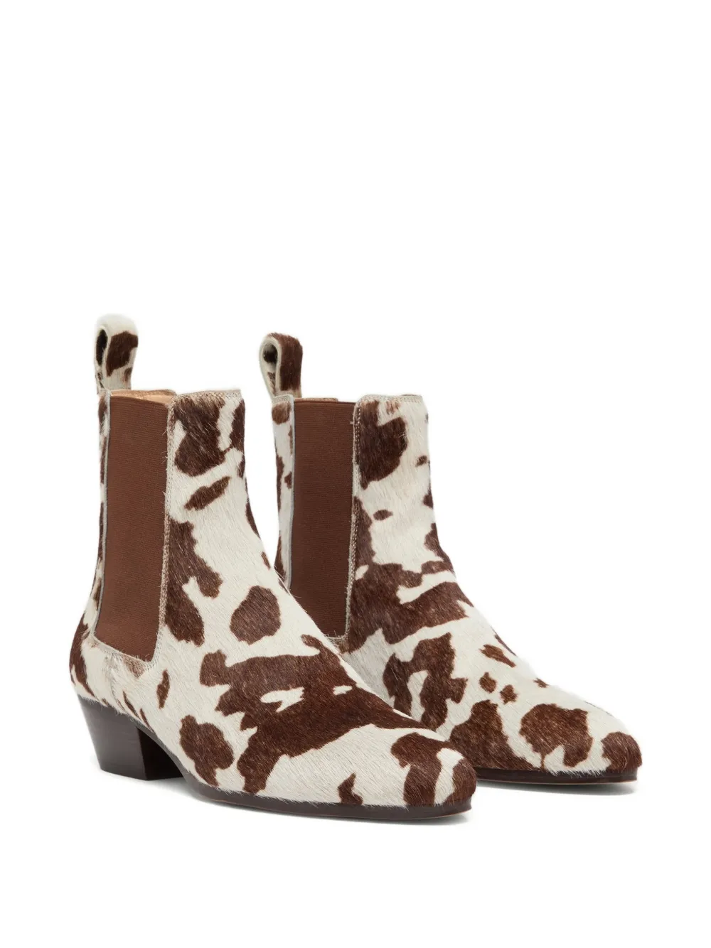 Odissì Ella enkellaarzen met koeprint Bruin