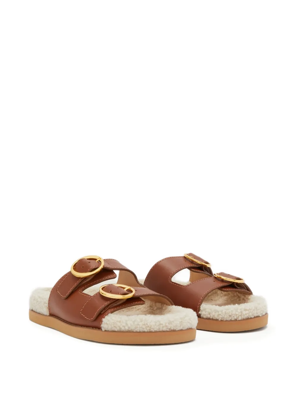 ODISSI Yuki leren sandalen met gesp Bruin