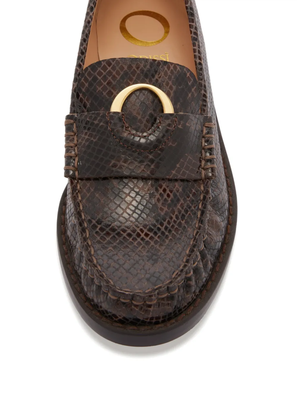 Odissì Kali Signature leren loafers met python-effect Bruin