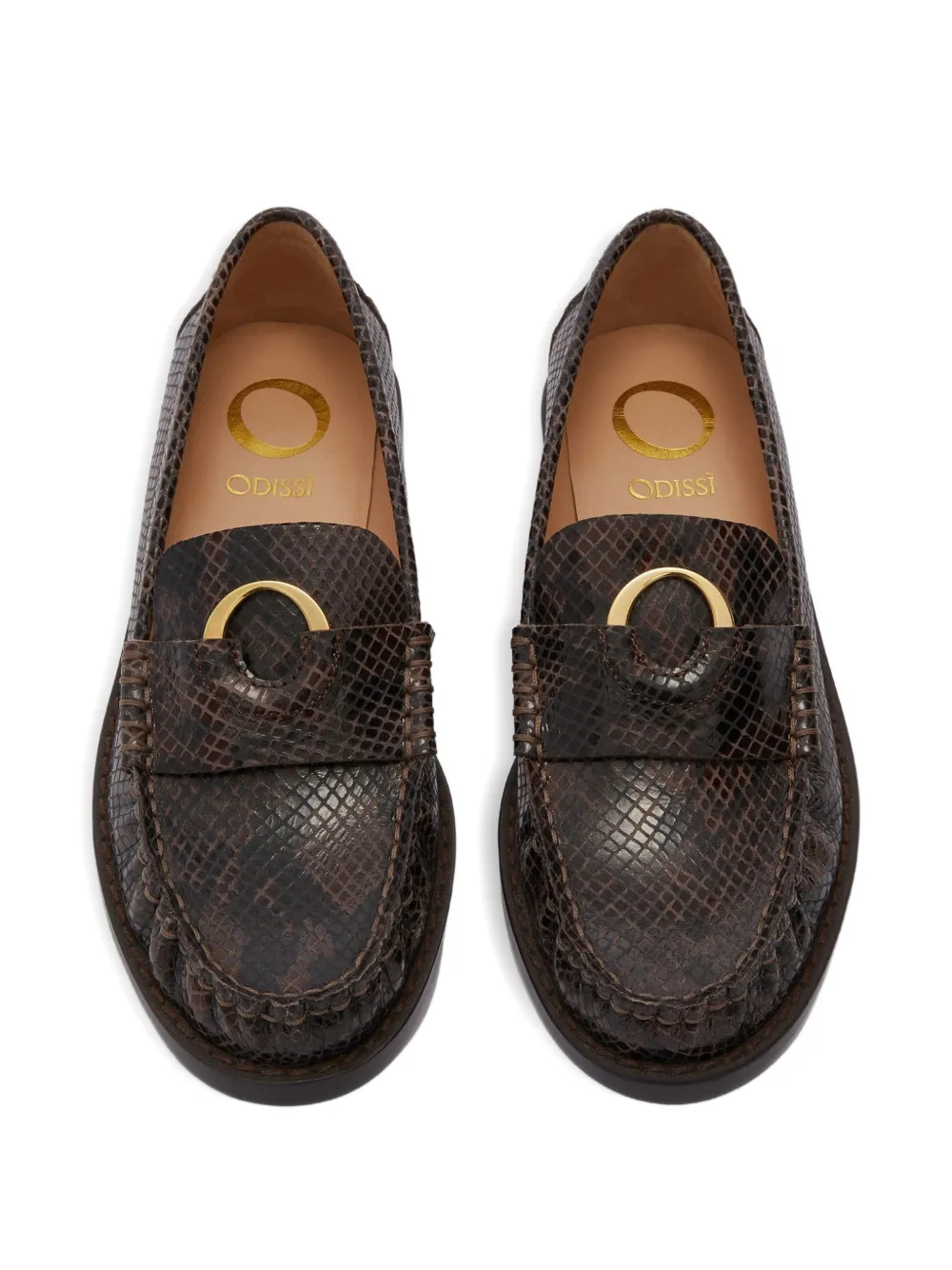 Odissì Kali Signature leren loafers met python-effect Bruin