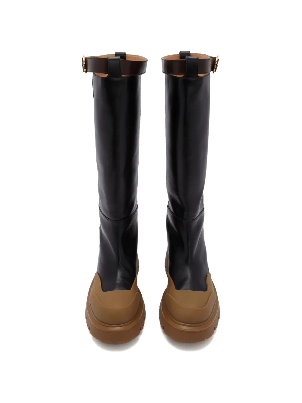 Odissì Emilie leren knielaarzen met gesp Zwart