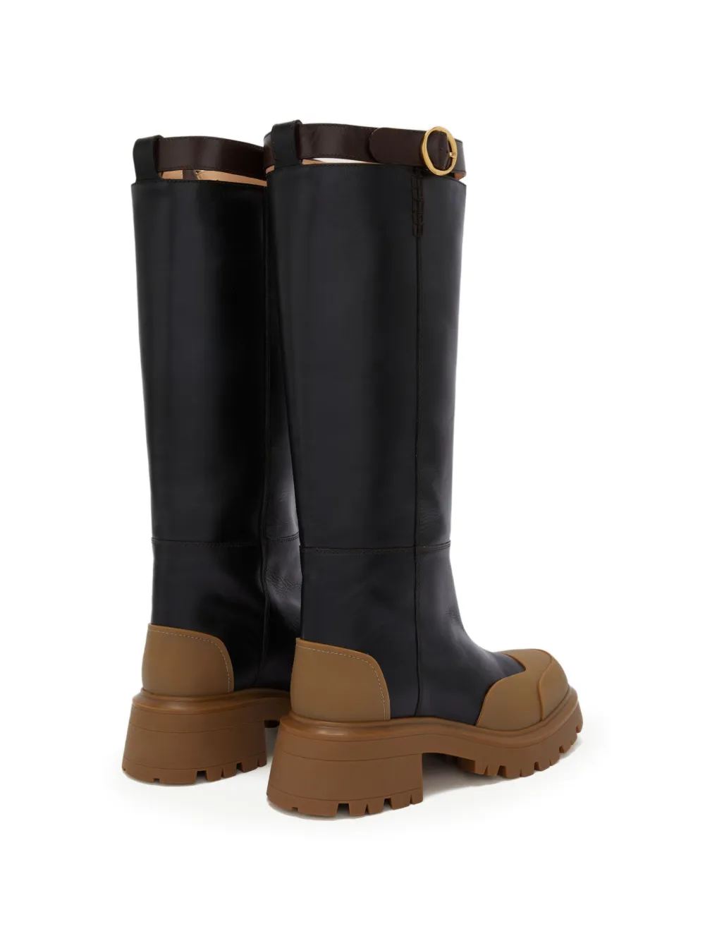 Odissì Emilie leren knielaarzen met gesp Zwart