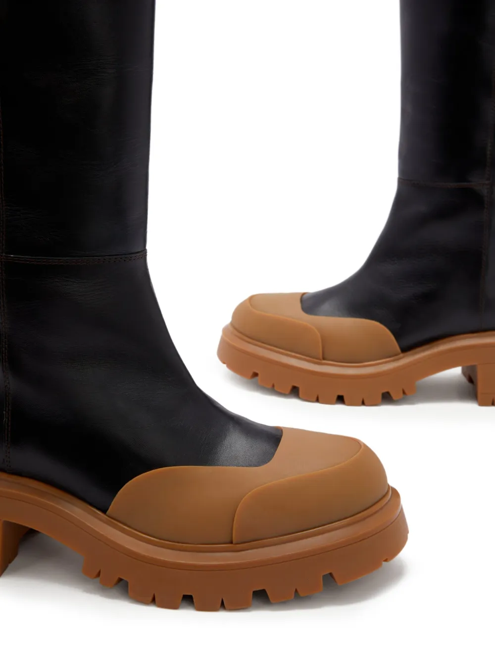 Odissì Emilie leren knielaarzen met gesp Zwart