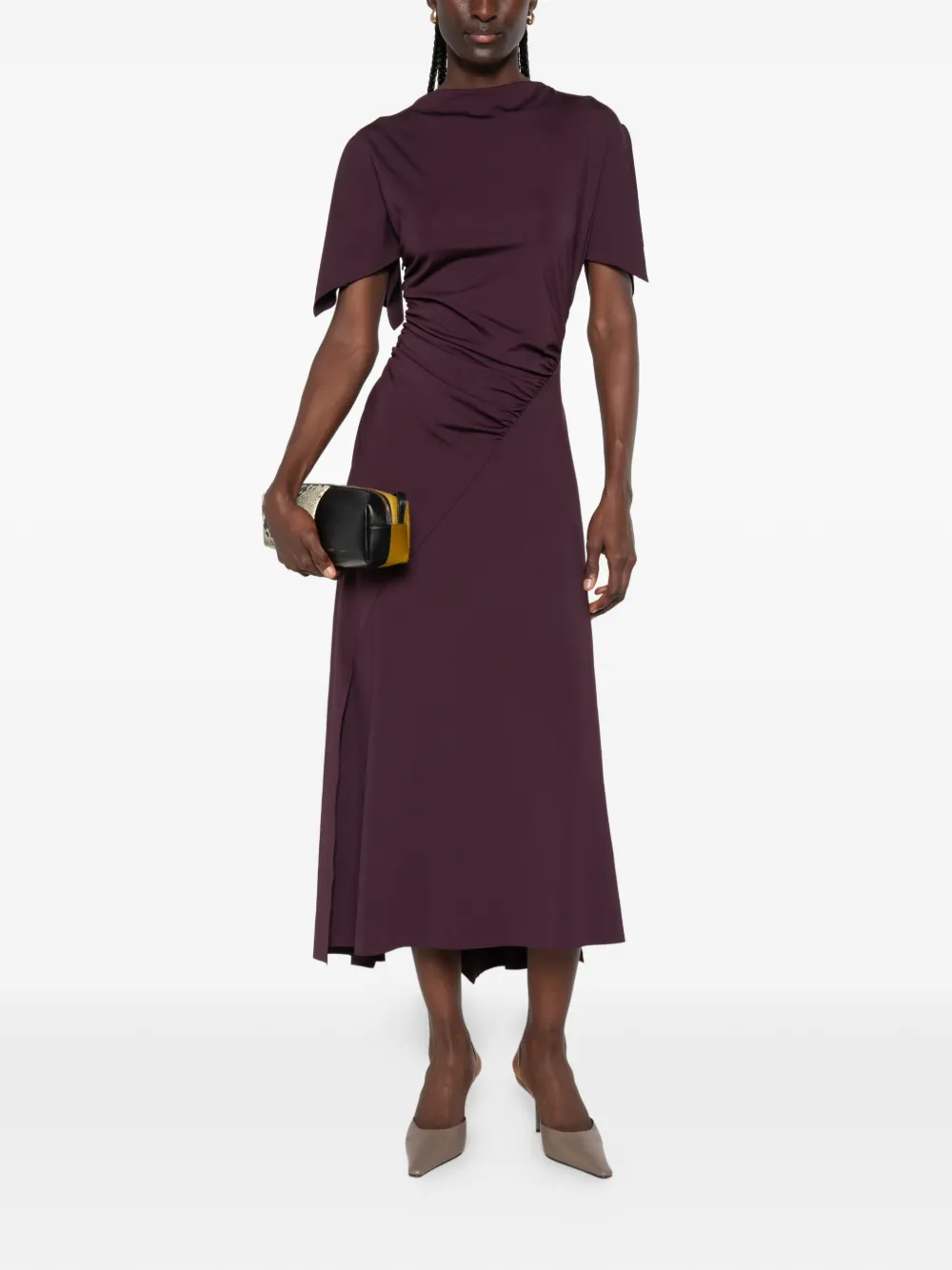 Victoria Beckham Midi-jurk met ruches Paars