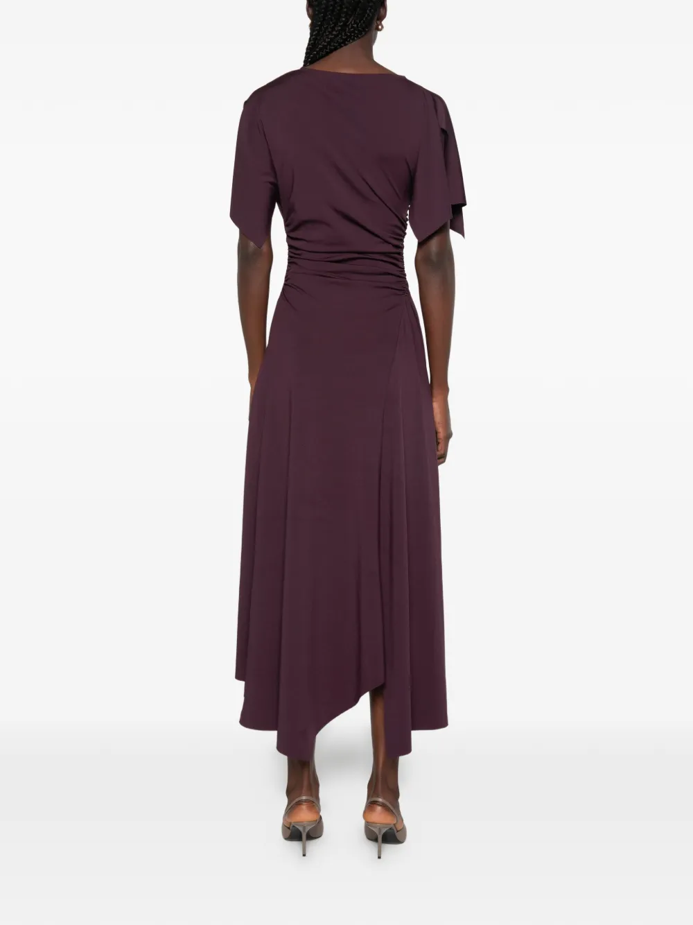 Victoria Beckham Midi-jurk met ruches Paars