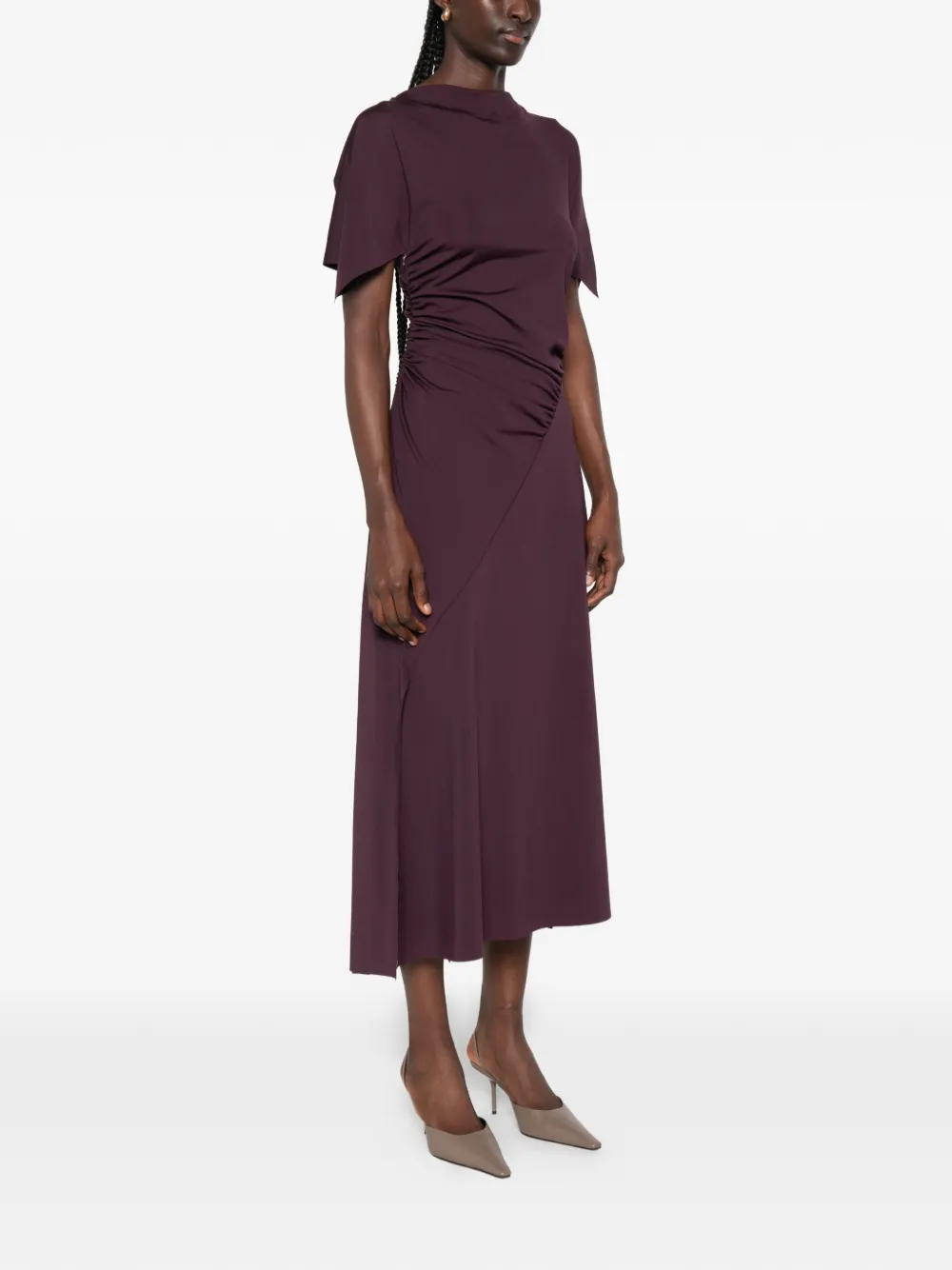 Victoria Beckham Midi-jurk met ruches Paars