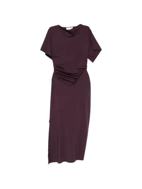 Victoria Beckham vestido midi manga corta con diseño fruncido