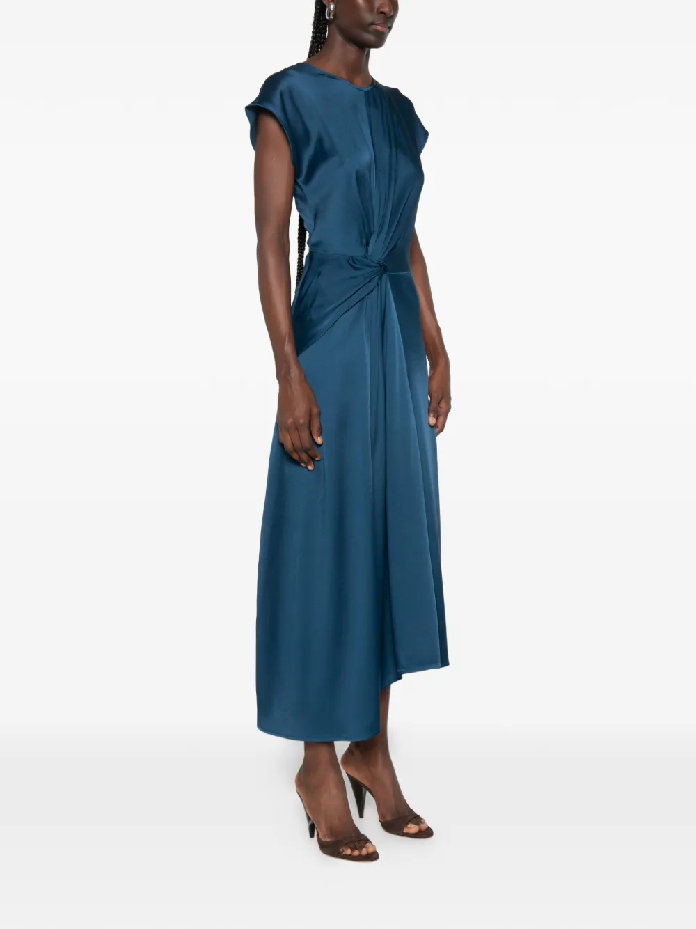 Victoria Beckham Aria midi-jurk met gedraaid detail Blauw