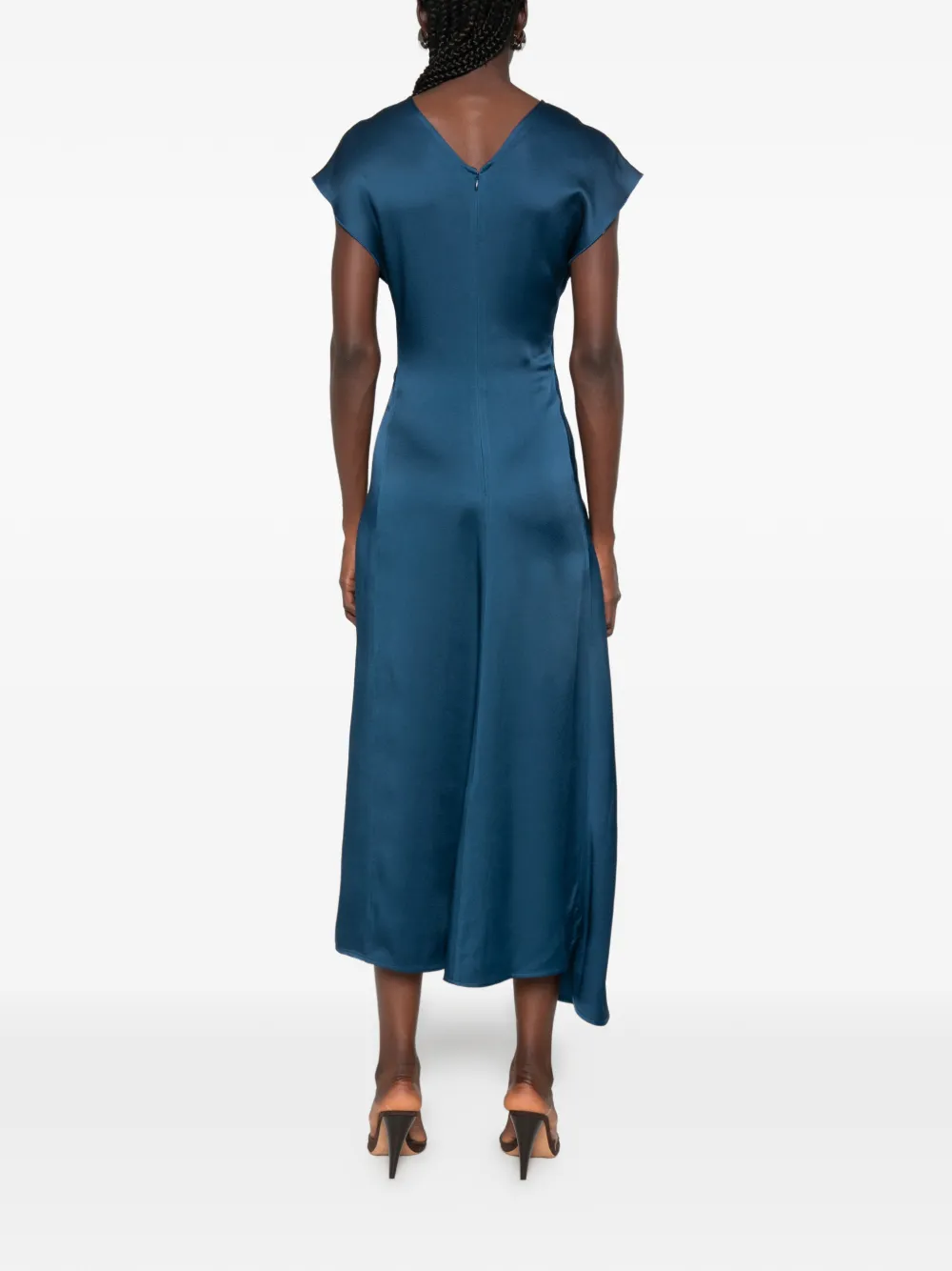 Victoria Beckham Aria midi-jurk met gedraaid detail Blauw