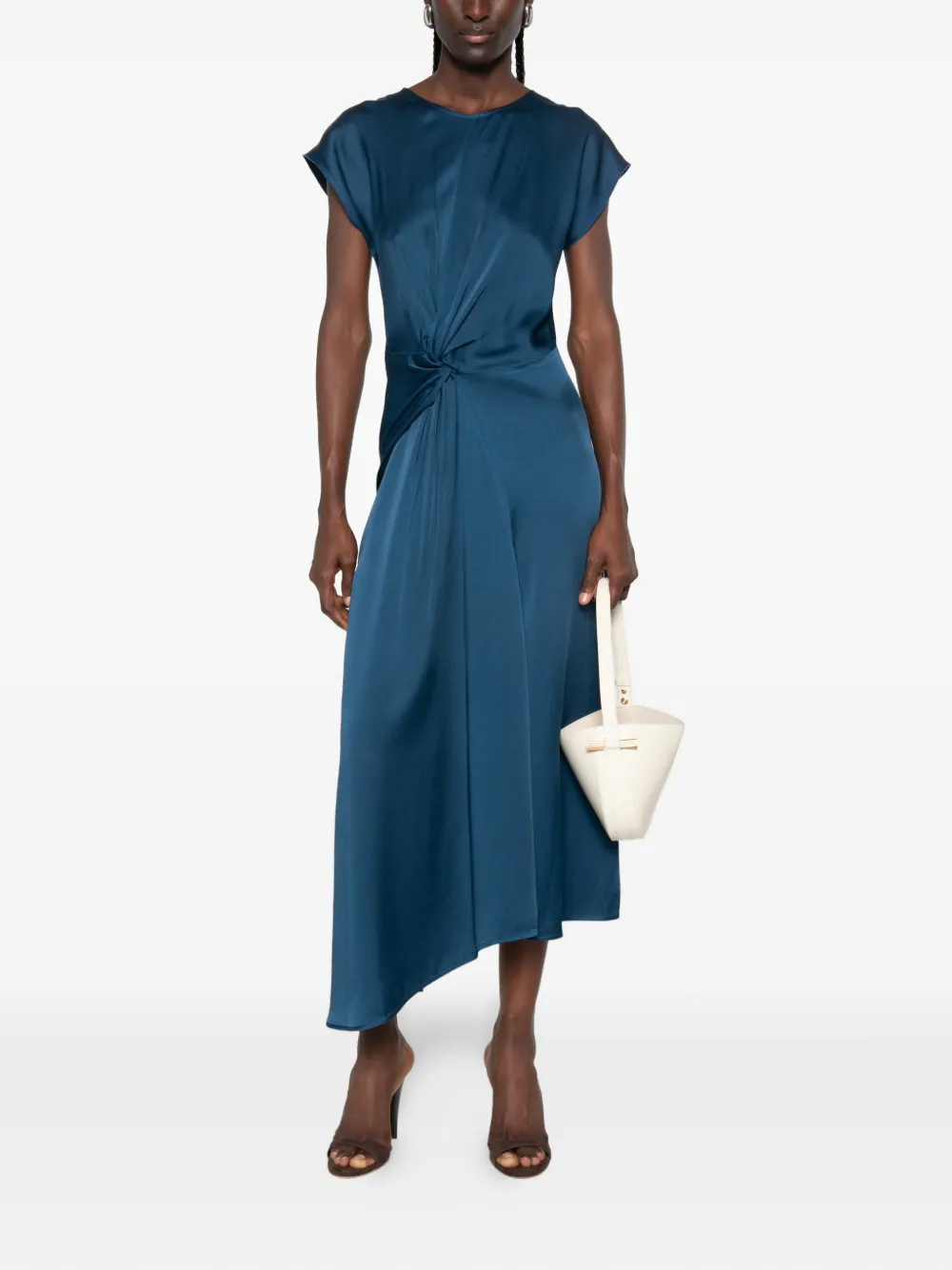 Victoria Beckham Aria midi-jurk met gedraaid detail Blauw