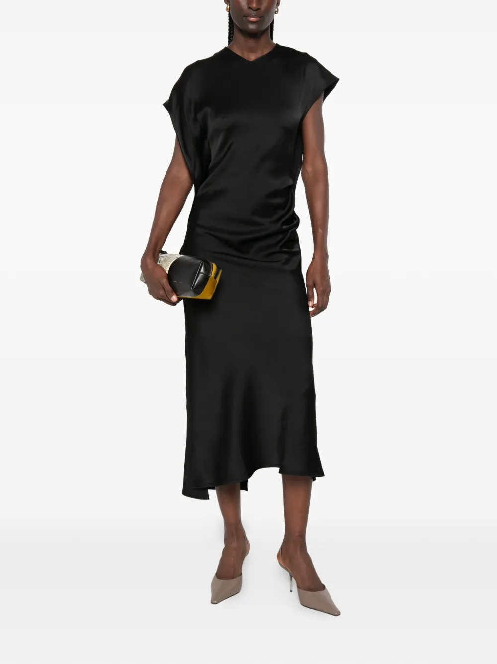 Victoria Beckham Victoria gedrapeerde midi-jurk Zwart