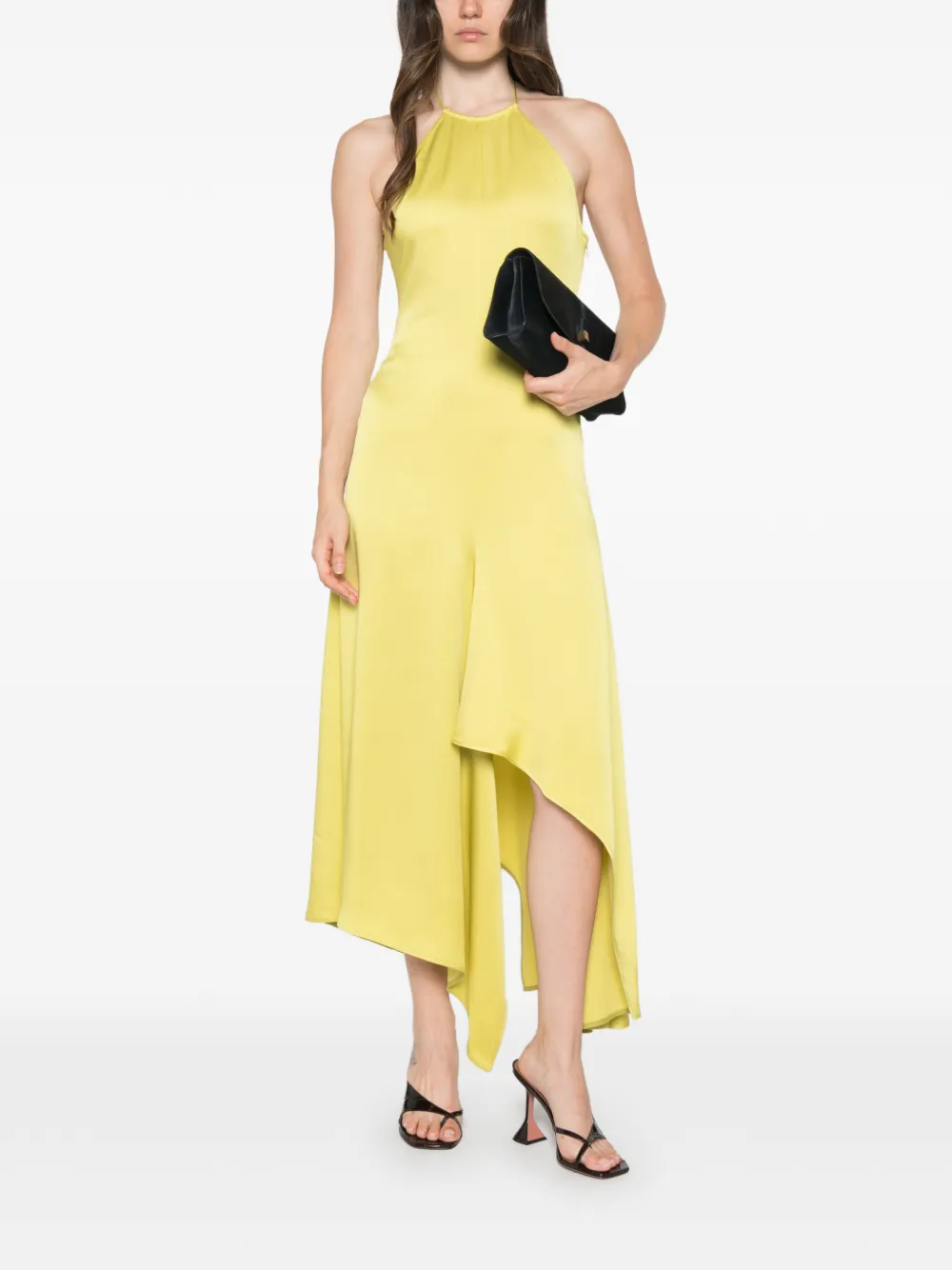 Victoria Beckham Halter Neck Midi Dress in Ivory in Green, view 2