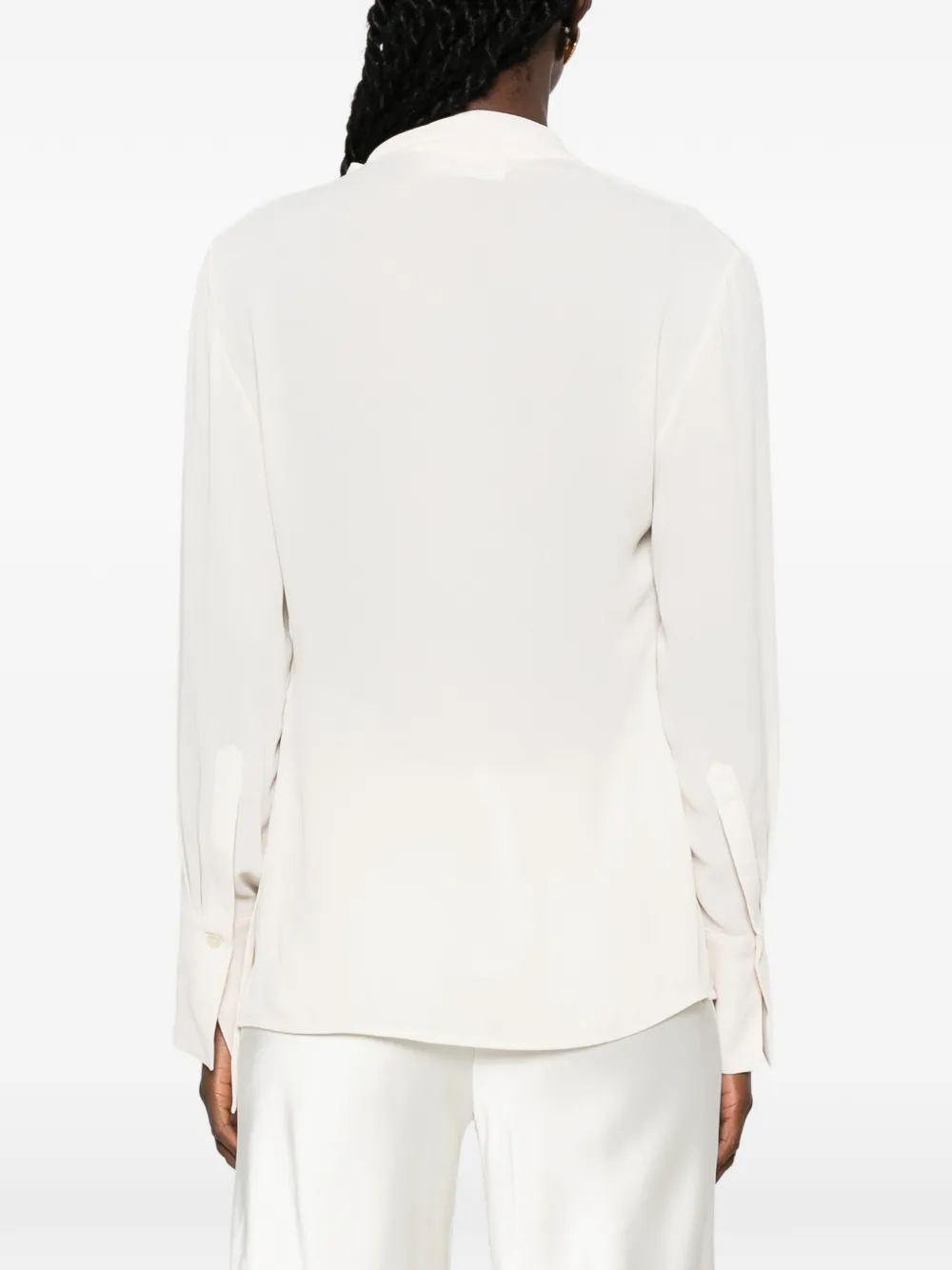 Victoria Beckham Georgette blouse met gedrapeerde kraag Beige