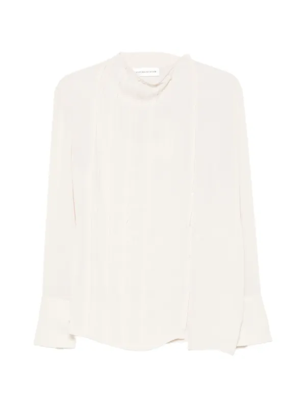 Victoria Beckham Seam-detail Long-sleeve Blouse in Neutrals
