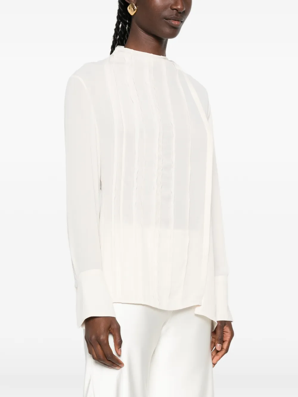 Victoria Beckham Georgette blouse met gedrapeerde kraag Beige