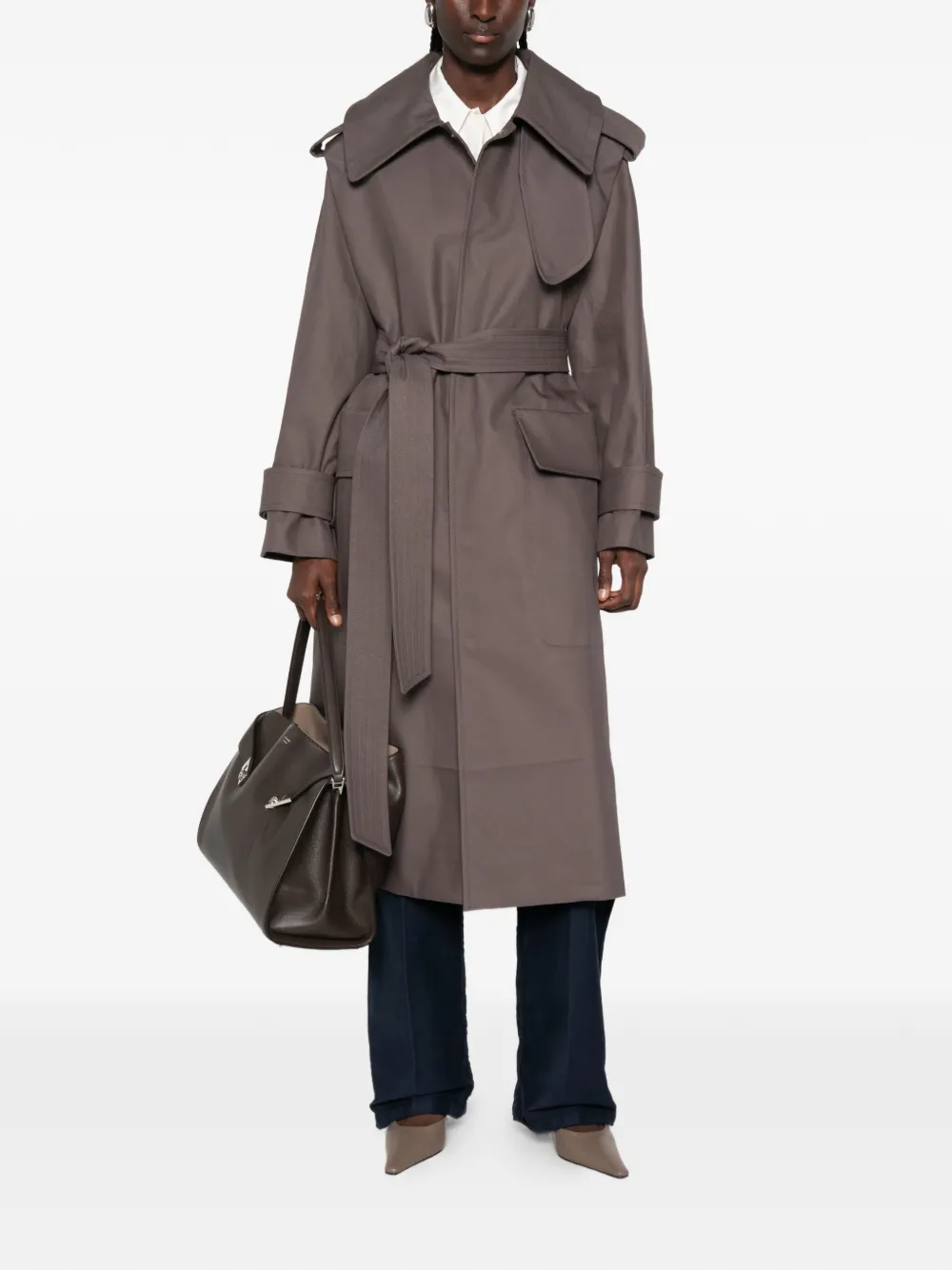 Victoria Beckham Philippa trenchcoat met ceintuur Grijs