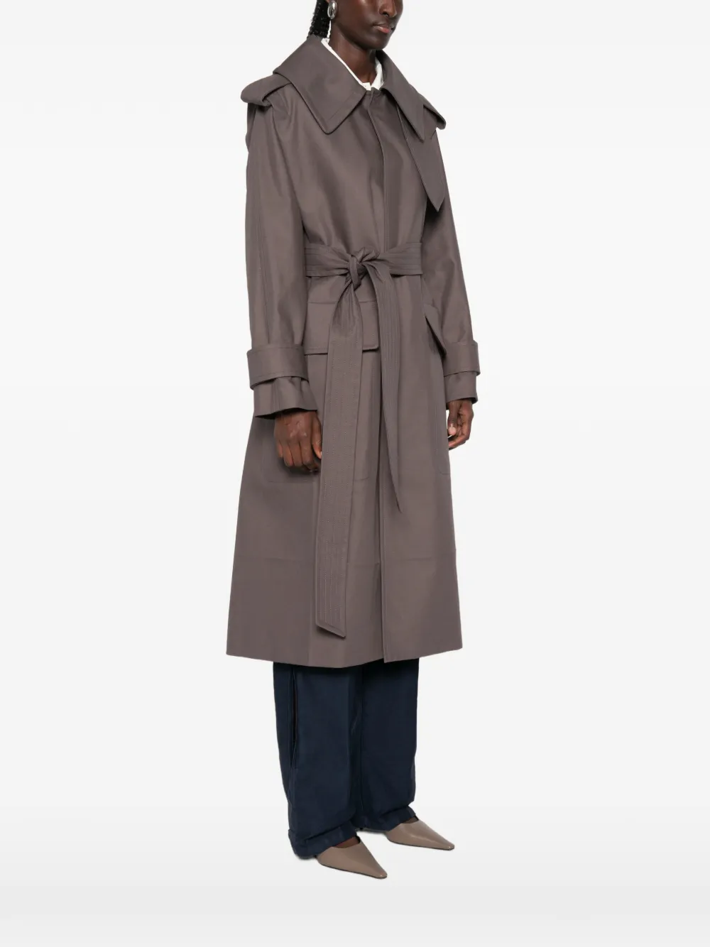 Victoria Beckham Philippa trenchcoat met ceintuur Grijs