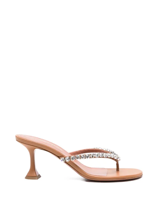 Amina Muaddi Gigi Heeled Sandals in Brown