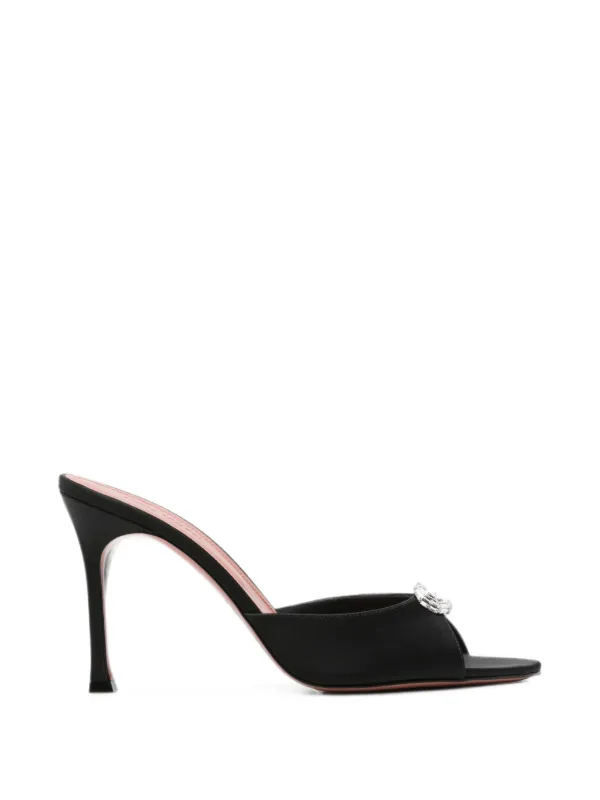Amina Muaddi Mini Camelia Slippers 95 Black Satin