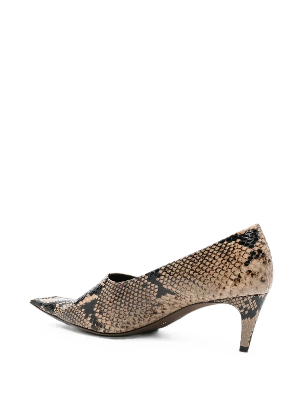 KHAITE Marlene snake-effect square-toe pumps Beige